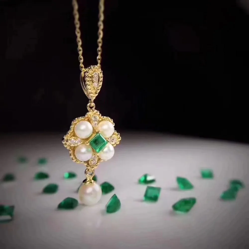 Отличающаяся хорошей устойчивостью натуральный 3 мм колумбийский изумруд Подвески s925 стерлингового серебра ювелирные украшения подарок для женщин натуральный зеленый драгоценный камень