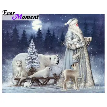 

Ever Moment Diamond Painting Christmas Bear Moon Night Deer Fox Rabbit Night Snow Diamond Embroidery Mosaic Rhinestone S2F128
