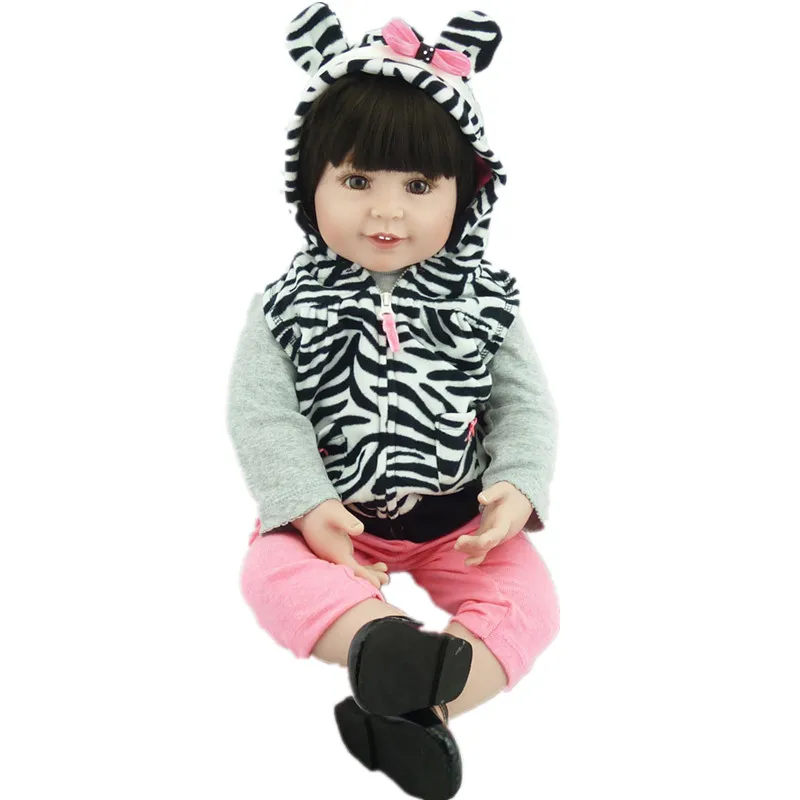 22Inch Kids Toys Handmade Reborn Dolls 55CM Lifelike Vinyl Reborn Boneca Bebe Fashion Girls Toy Juguetes
