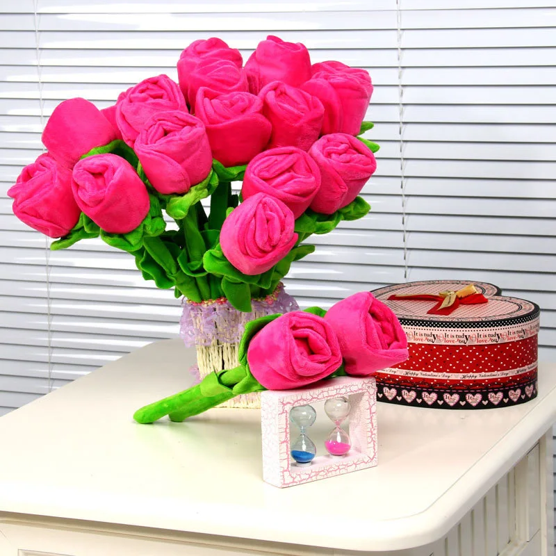 Buy 30cm Roses Plush Flowers Toy Plush Flower Bouquet