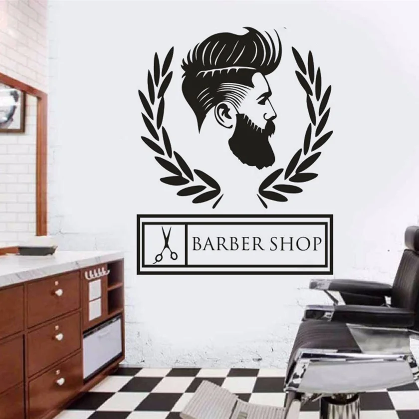 Логотип Barbershop настенная наклейка украшение для студии волос Парикмахерская