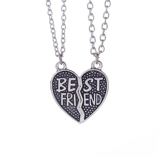 

2015 New Arrival Best Friend Necklace Vintage 2 Part Heart Pendant Necklace Wholesale 20sets/lot