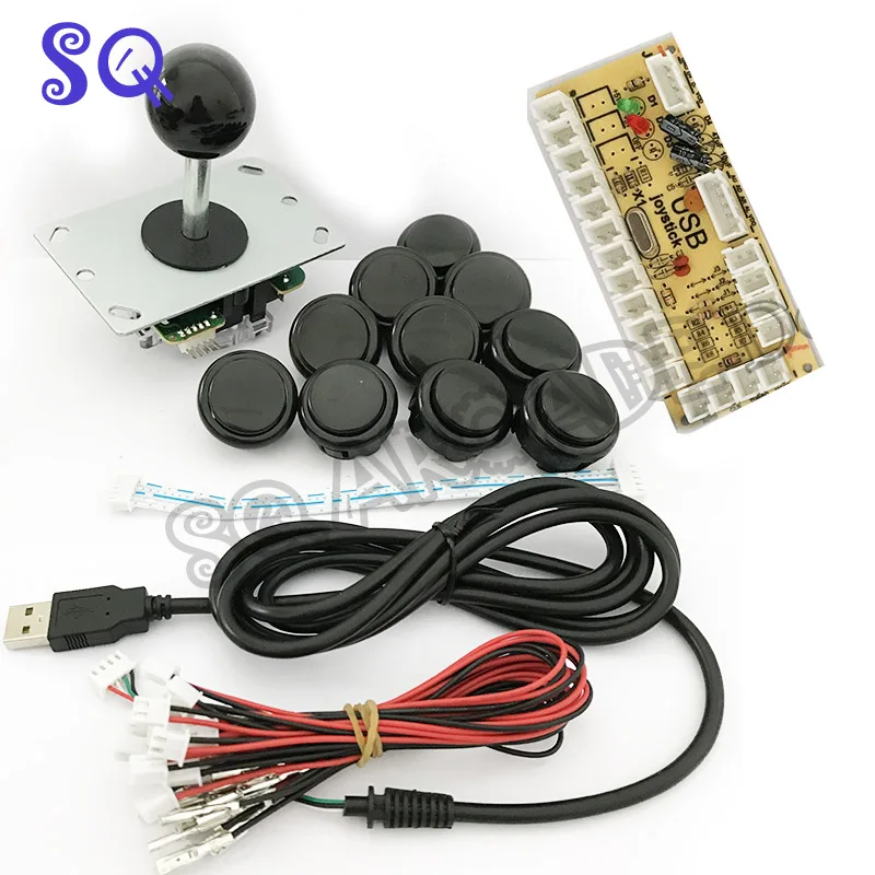 

DIY Handle Arcade Set Kits Joystick 30mm Push Buttons Replacement Parts USB Cable Encoder Board To PC Joystick&Button