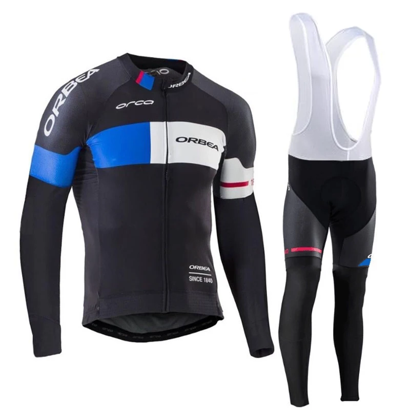 

pro team orbea winter thermal fleece cycling jersey Ropa Ciclismo long sleeve racing bike cloth MTB Bicycle maillot GEL pad