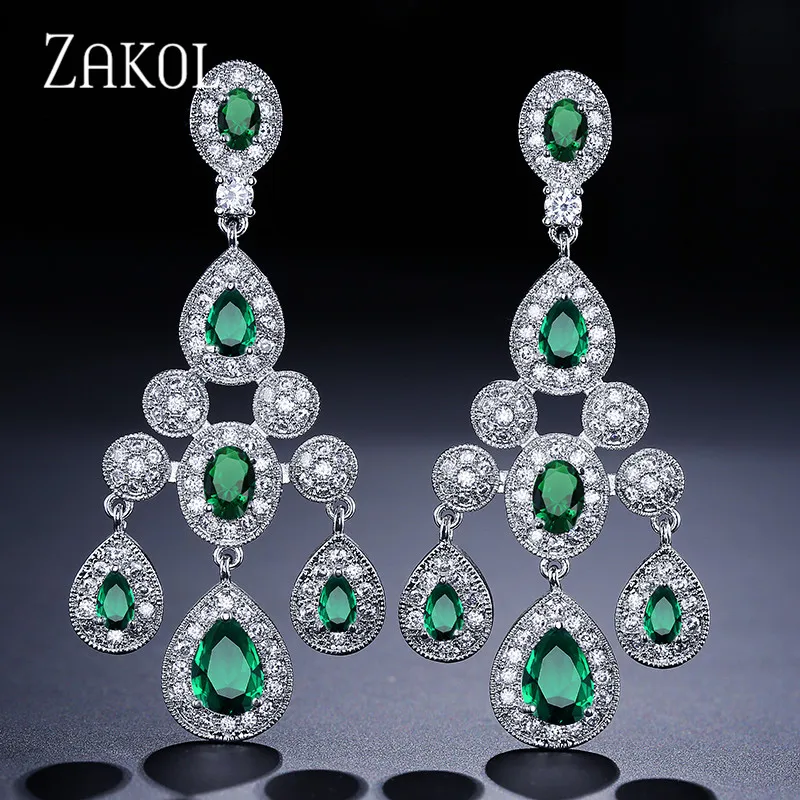 

ZAKOL Gorgeous Cubic Zircon Grape Cluster Drop Earring With Exclusive White Color Jewelry For Bridal Wedding FSEP211