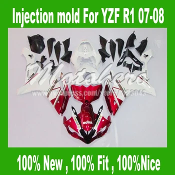 

Injection Red white for Yamaha YZF R1 07 08 2007 2008 YZF-R1 07-08 #QQ45 YZF1000 R1 07 08 ABS fairings kits