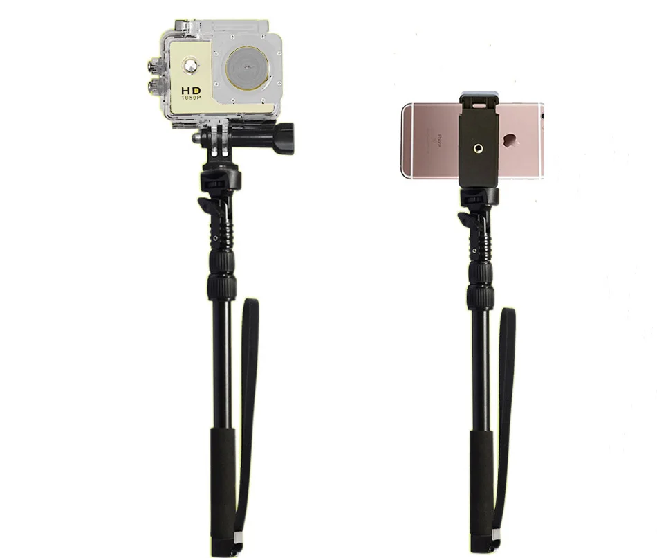 Монопод из алюминиевого сплава для экшн-камер Gopro hero Xiaoyi Sjcam, выдвижная селфи-Палка для телефонов Iphone, Xiaomi, Android