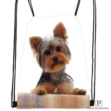 Изготовленный На Заказ Йоркширский терьер-собака@ 01-походная сумка на шнурке милый рюкзак для детей(черная спинка) 31x40 см#180611-03-126