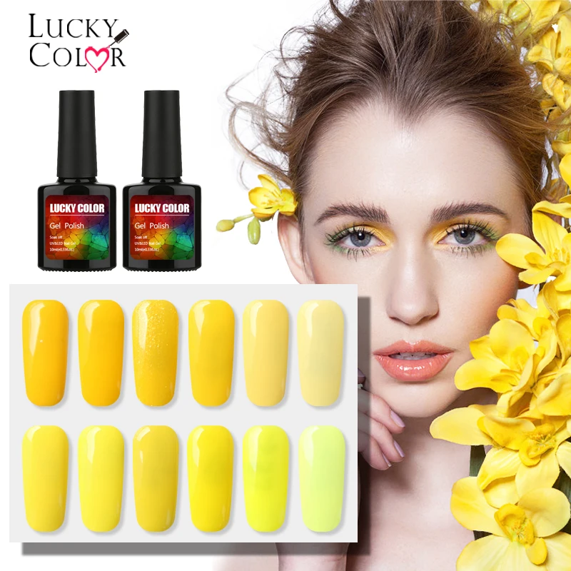 

10ML Bright Yellow Colors Gel Nail Polish Led Lamp Gel Lacquer Long-Lasting Semi Permanent DIY Nail Varnish 12 Colors
