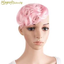 Кудрявые розовые, красные, золотые, зеленые, 10 цветов, женские заколки для челки, цельные синтетические накладные волосы с бахромой, MapofBeauty