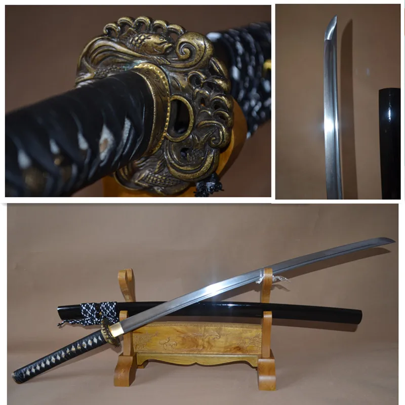 

Handmade Full Tang Functional Katana Sword Folded Steel Damascus Forged Practical Japanese Samurai Sword Copper Tsuba