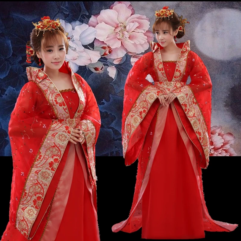Роскошный костюм королевы Феи ханфу Тан хвост Китайская древняя женская одежда принцесса сценические костюмы представление танцевальная одежда