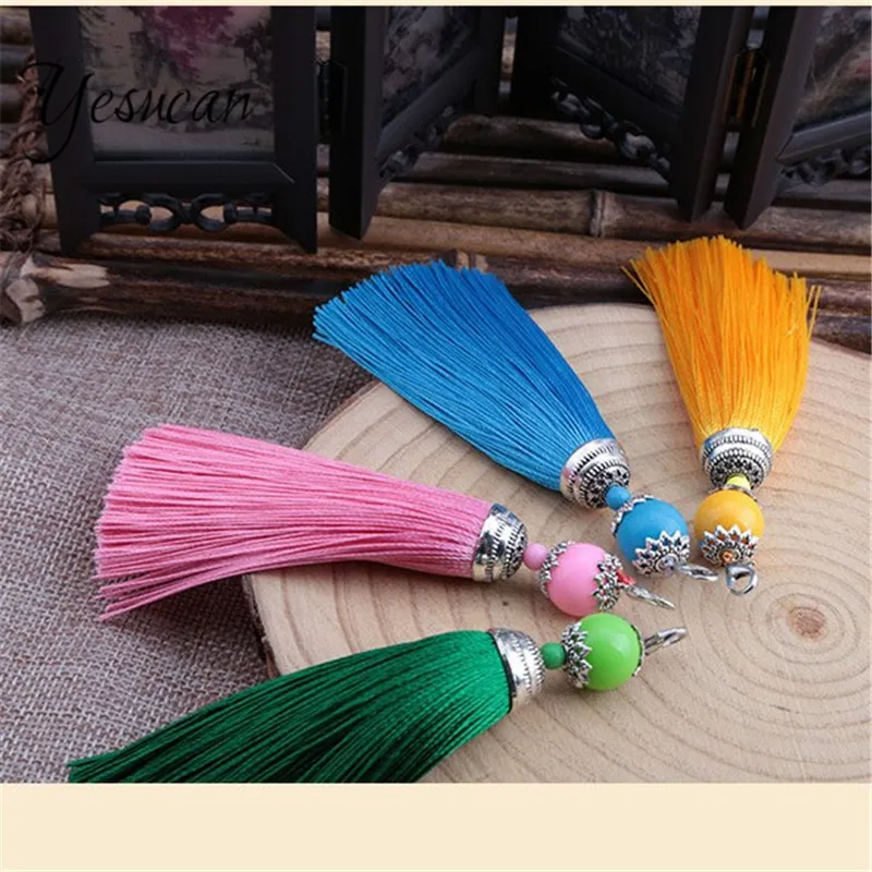 Yesucan 10PCS Tassel With Lobster Clasps Keychain Cellphone Straps Jewelry Charms DIY Accessories For Earrings Necklace Pendants