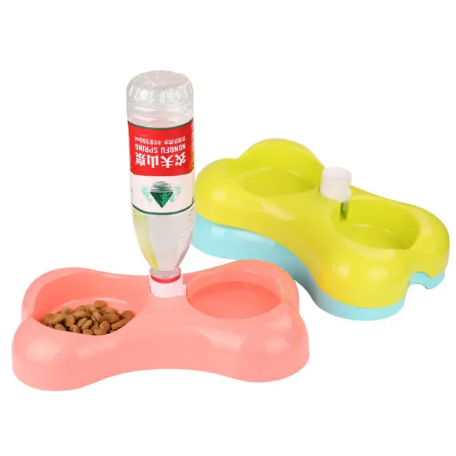 Buy Bone shape Small Dog Bowl plastic dog food bowl Cat Conjoined dog food bowl