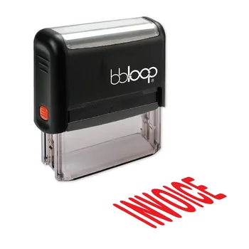 

BBloop "INVOICE" Bold Self-Inking Stamp, Rectangular, Laser Engraved, RED