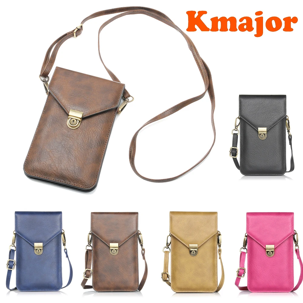 

Universal Shoulder Durable Leather Package Mobile Phone Bag Pouch Women Hanging Neck Wallet Bag Case For Iphone 6 6S 7 8 XS Plus