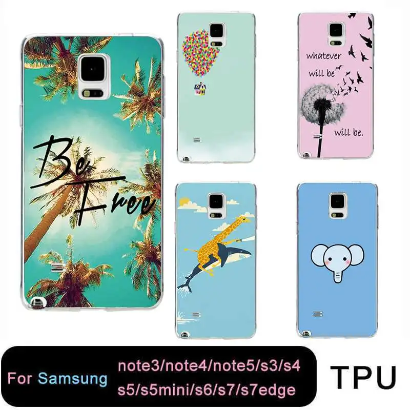 

QMSWEI TPU Soft Phone Case For samsung S8 s6 s7 edge s4 s5 s3 C5 C9 note3 note4 note5 Clear Eagle Dandelion Cover Free shipping