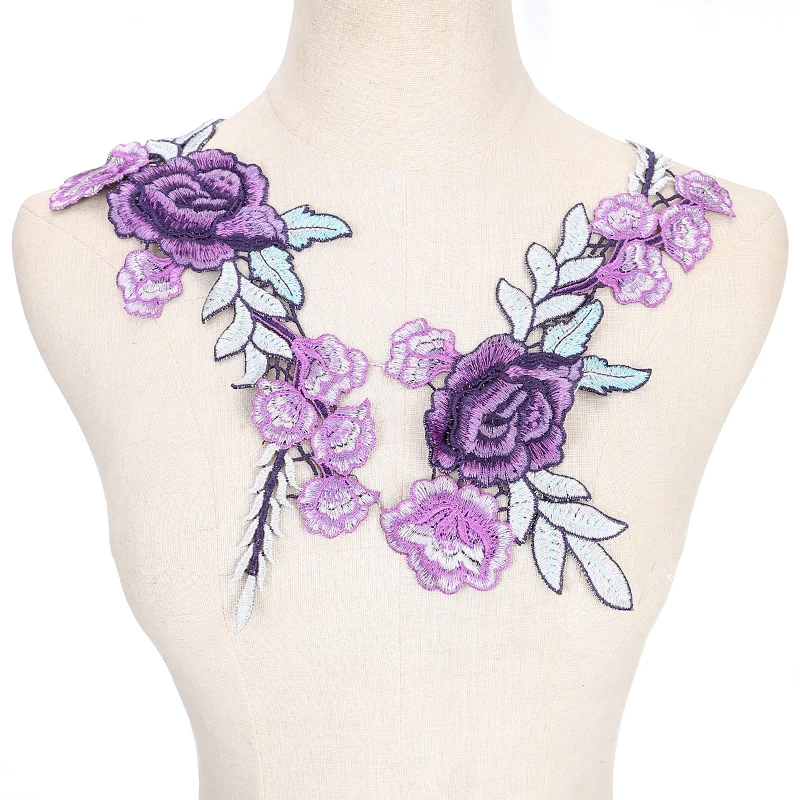 Новый цветок аппликация с кружевной отделкой воротник декольте шеи украшение