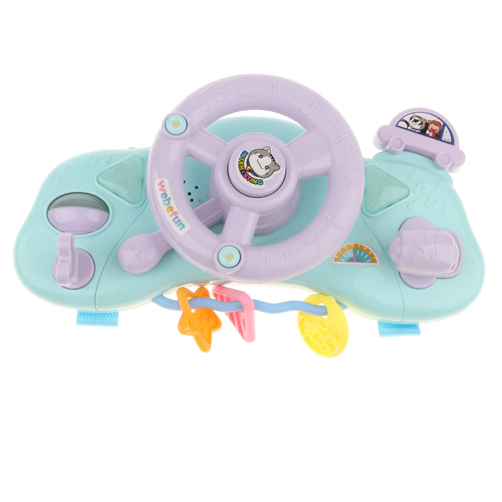 Kids Steering Wheel with Lights, Horn, Music and Sound Educational Toy Turn and Learn Driver Pretend Games For Crib Attachments