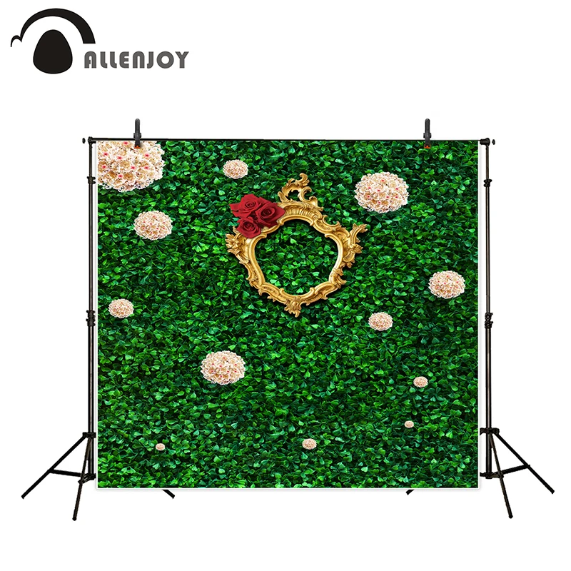 Buy Allenjoy photography background Green foliage wall gold frame wedding theme