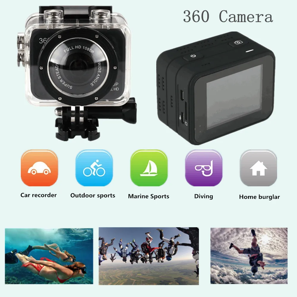 New Video Camera X360 H.264 360 Degrees SportS Cam mini camcorder 360x190 Large Panoramic 360 Degree Video DV DVR