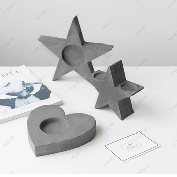 

Star shaped Candlestick silicone mold heart type cement candle holder mold plaster desktop display creative Candlestick mould