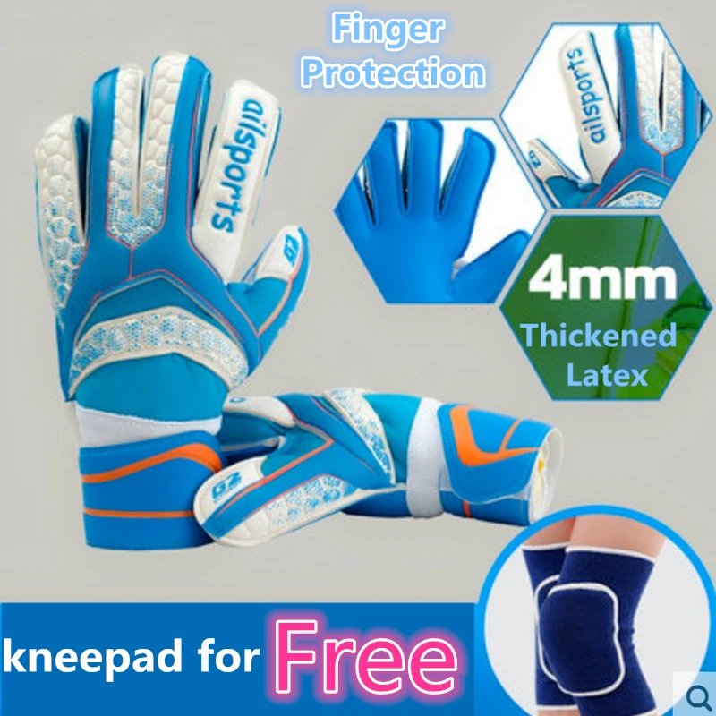 Thickened Latex 4mm Professional font b Football b font goalkeeper gloves Finger Protection soccer Gloves De