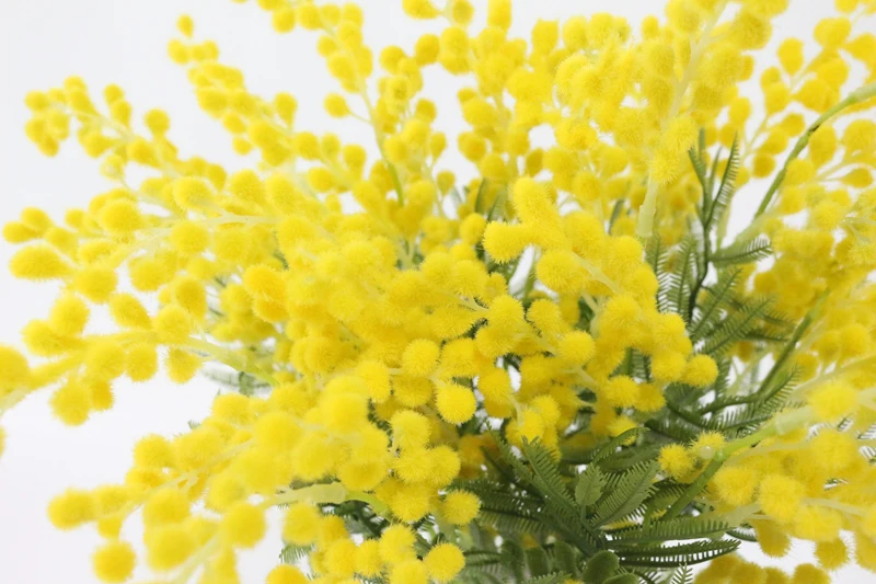 JAROWN Artificial Fake Flower Simulation Yellow Plush Acacia Flowers For Wedding DIY Decorations Home Decor (17)