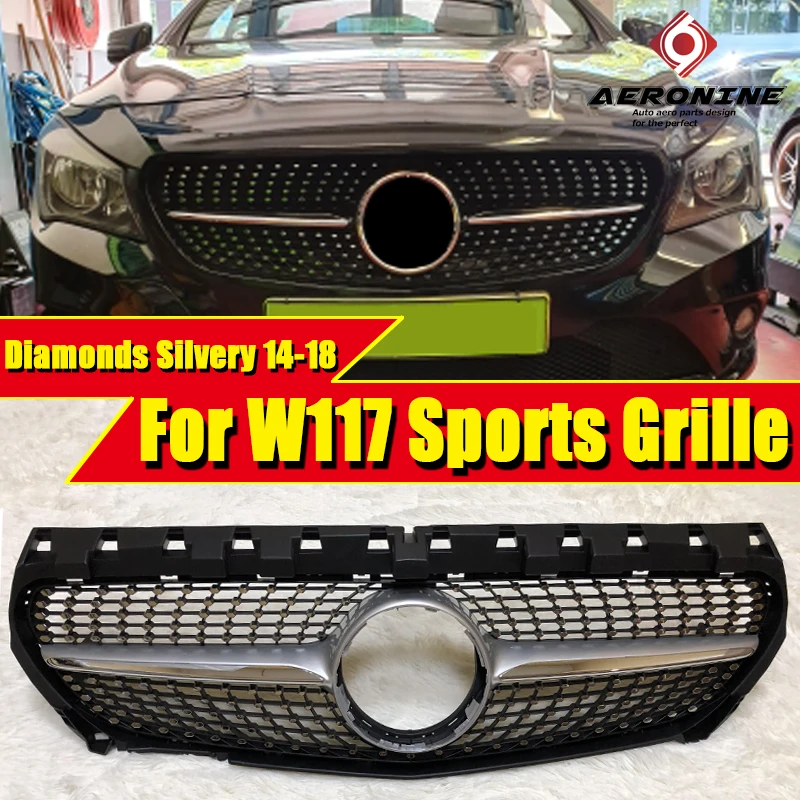 Cla W117 блестящая решетка гриль из АБС пластика серебристого цвета для Kidney desmb CLA180 200