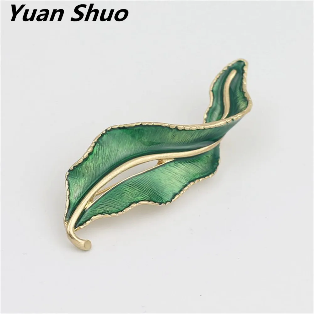 

Fashion new green drop glaze lovely leaves brooch pins 2017 factory direct