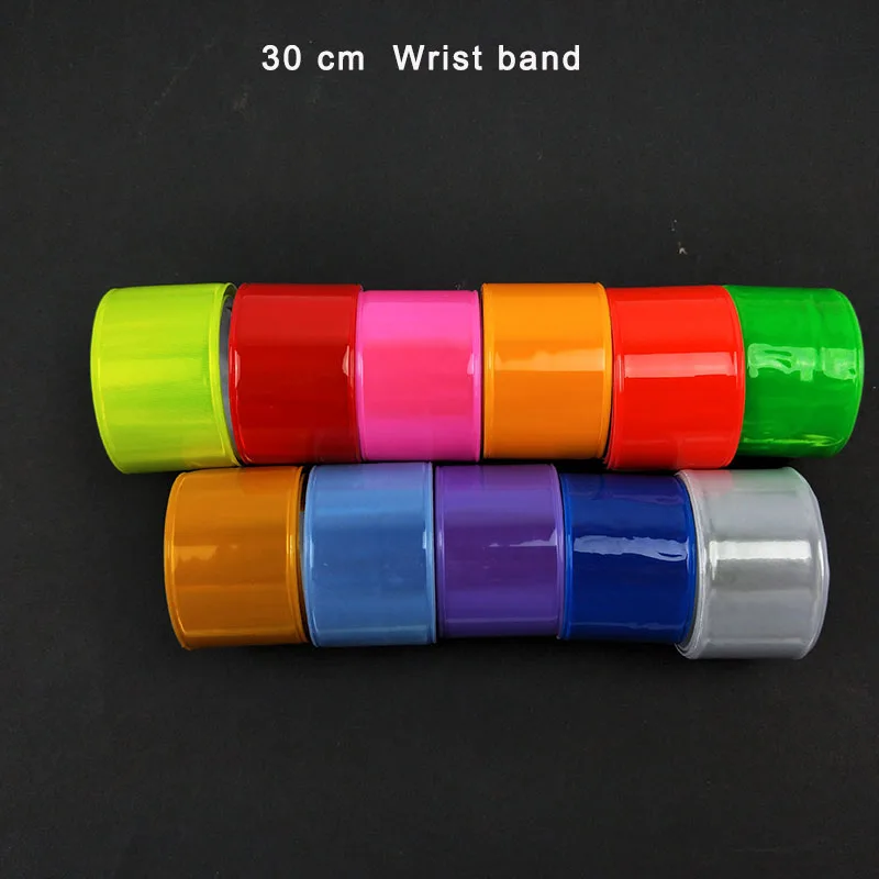 

10pcs/lot,30CM Reflective Wristband slap band bracelets slap wrap for riding safety visibility safety use, free shipping