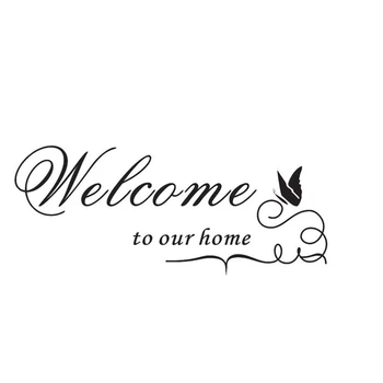 Creative Refrigerator Welcome To Our Home Sticker Butterfly Pattern Wall Stickers Home Decoration Kitchen Wall Art Mural