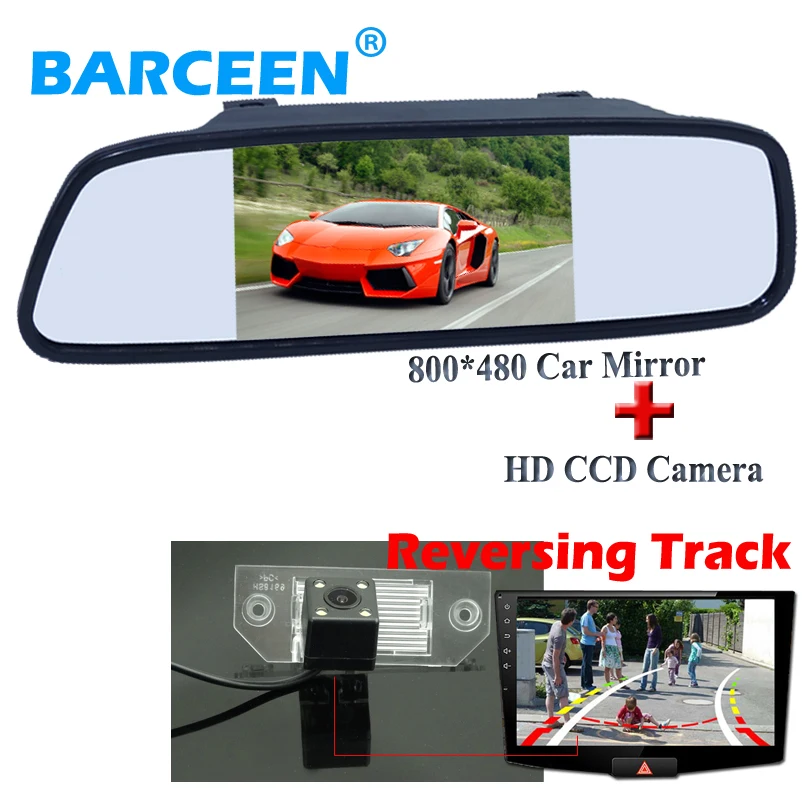 Shock-proof car parking camera with 5" screen mirror rainproof function +Dynamic track line +4 led for ford-focus sedan | Автомобили и