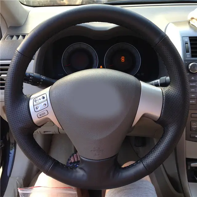 Us 13 85 34 Off Aosrrun Car Accessories Leather Hand Stitched Car Steering Wheel Covers For Toyota Corolla 2006 2010 Matrix 2009 Auris 2007 2009 In