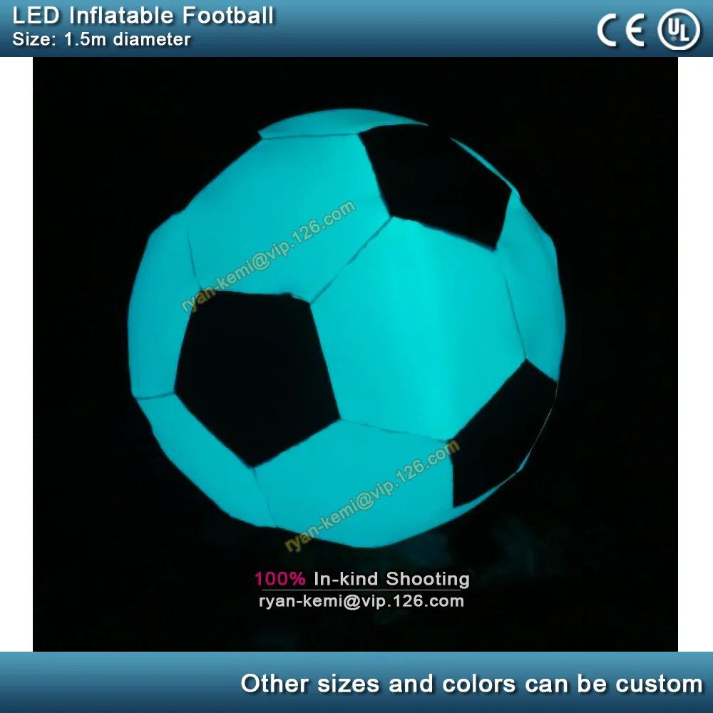 1.5m LED lighting inflatable football inflatable soccer ball party club bar hanging decoration inflatable balloon with LED light