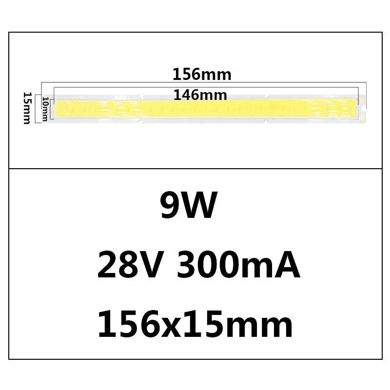 3 Вт, 7 Вт, 9 Вт, 35 Вт, 40 Вт, 65 Вт, 45 Вт, полная мощность, светодиодный COB светильник, чип, светодиодный COB большой бар для настенных ламп, автомобильный светильник, s трубка, автомобильная лампа, DIY светильник, источник - Испускаемый цвет: 9W 28V 300mA