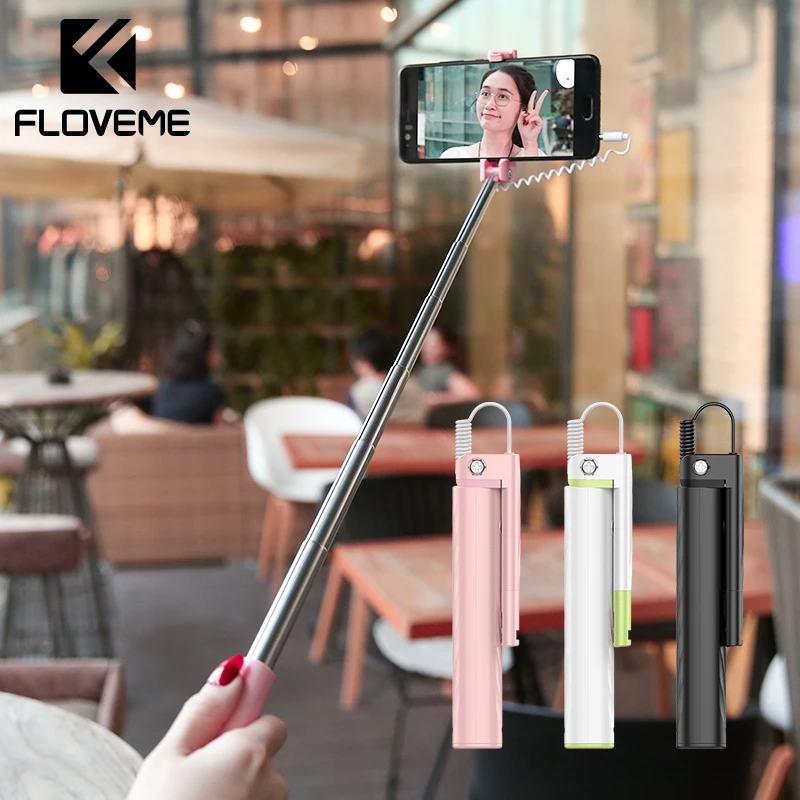 

FLOVEME Mini Self Stick Monopod Universal Selfie Sticks For iPhone 6 5 4 For Samsung Huawei Xiaomi Android With Wire 3.5mm Jack