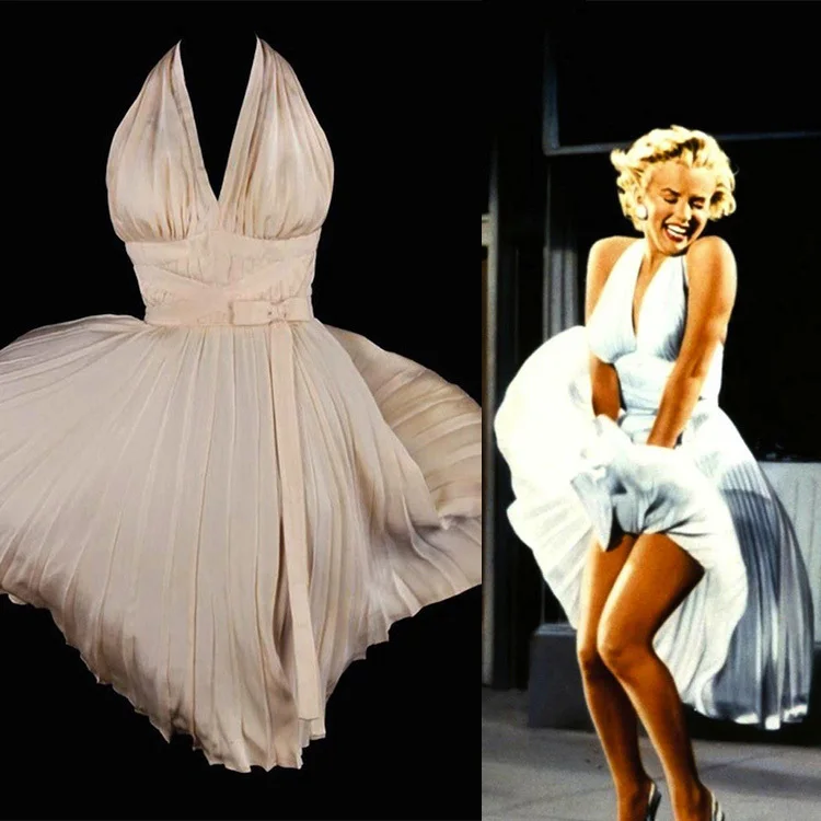 Vintage Simple Marilyn Monroe Celebrity Prom Dresses A-Line Halter Knee ...