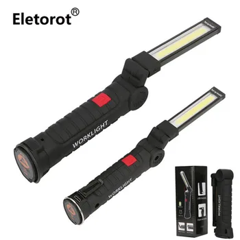 

Portable COB Flashlight Torch USB Rechargeable LED Work Light Rotation Clip Magnetic Lanterna For Emergency Outdoor Camping