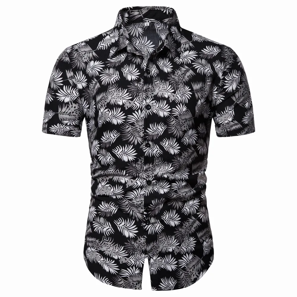 Men Hawaiian Shirts Summer Fashion Casual Print Short Sleeve Flower Shirt Retro Party Elegant Mens Shirt