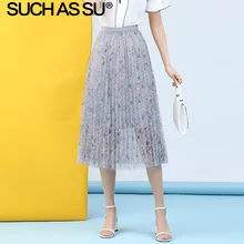 Новая плиссированная юбка из вуали для женщин летняя абрикосовая фиолетовая с принтом бабочки миди-юбка с высокой талией эластичная сетчатая юбка для женщин