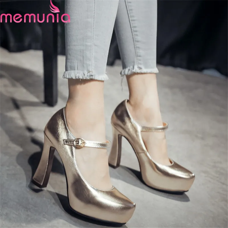 

MEMUNIA 2019 new arrival pumps women shoes buckle high heels platform shoes pointed toe spring summer single shoes female