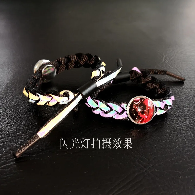 

2PCS/LOT 12 Constellation Holographic Reflective Luminous Stone Woven Bracelet Student Couple Shoelace Braided Bracelet Discolor