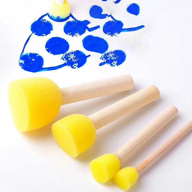 

4pcs/lot DIY Early Learning Kindergarten Pigment Graffiti Tools Children's Painting Brush eva Rotary Mop Sponge Brush