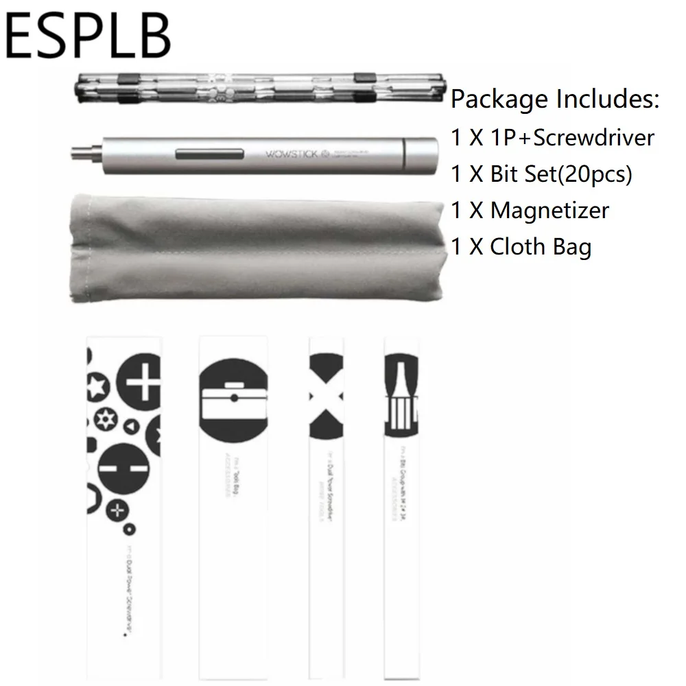 thumbnail: Wowstick 1F+TRY Elektrische Schroevendraaier Set - 20 Bits Precisie Gereedschap Voor Reparatie | USB-C Oplaadbaar, 200 RPM, LED-licht, Magnetisch, Draagbaar Aluminium Design
