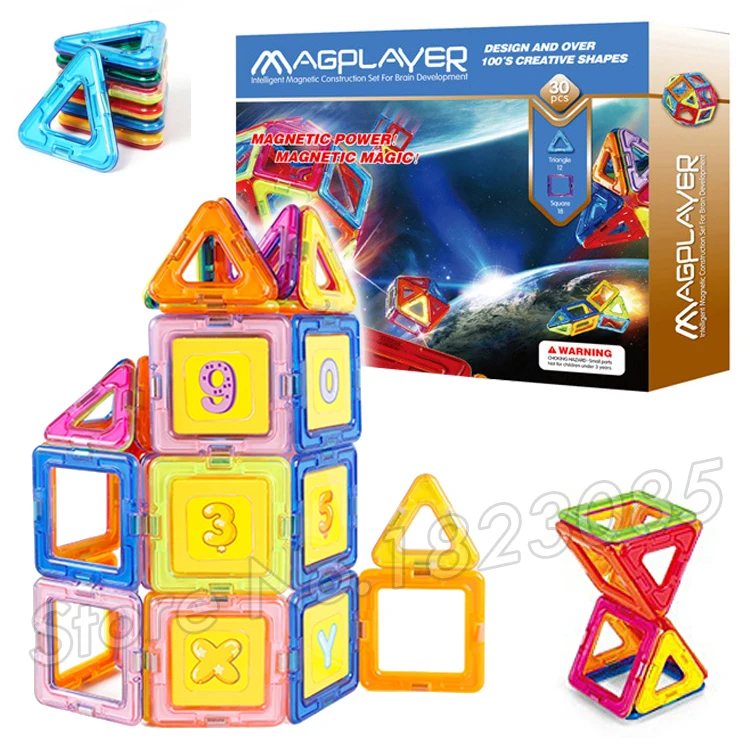 

30pcs/Set Magnetic Bricks 3D Puzzle Plastic Creative Bricks Construction Model Building Blocks Kits Learning Education Toys