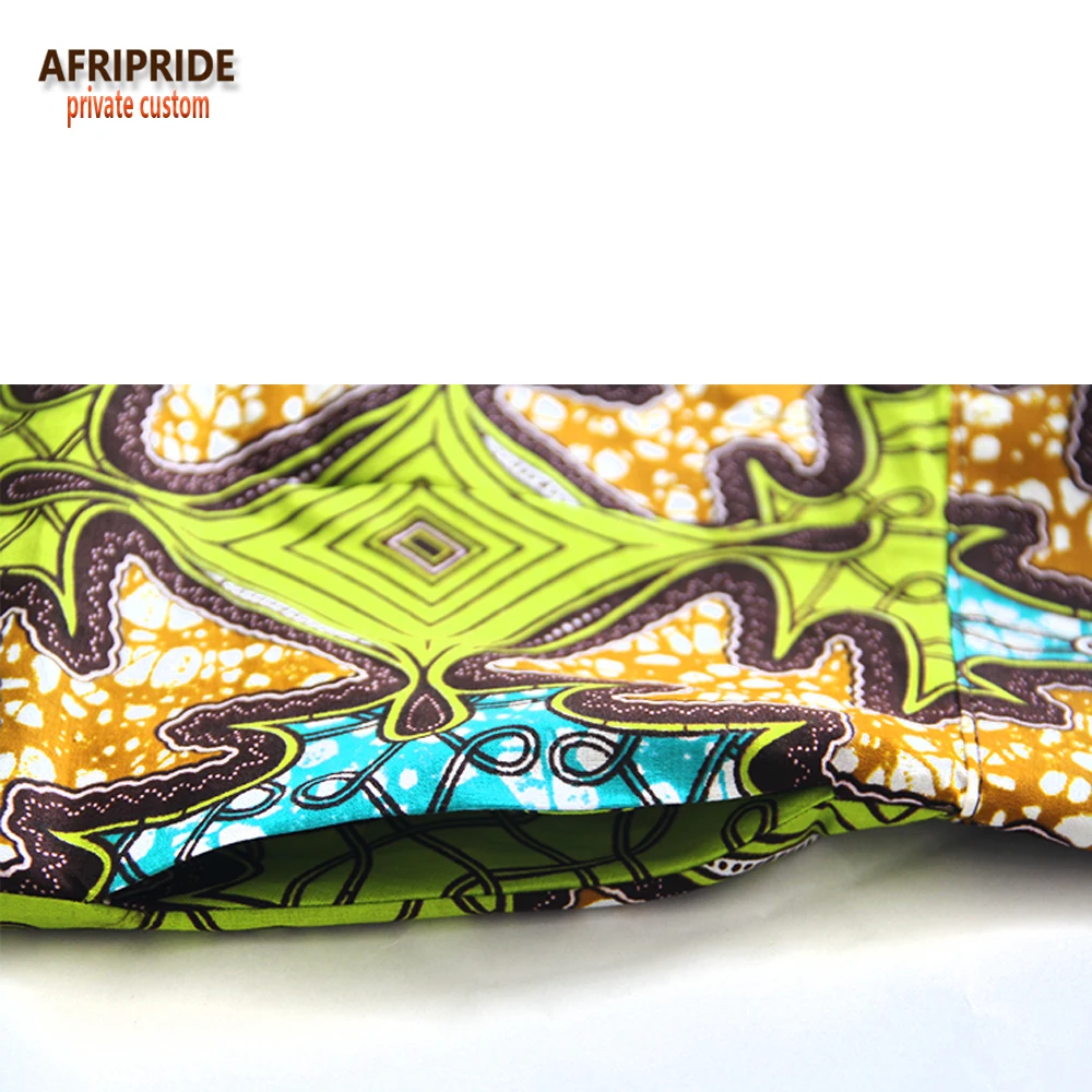 Afripride, африканские брюки, костюм для женщин, сделанный на заказ, половина рукава, блузка+ длинные узкие брюки, Женский Повседневный хлопковый костюм A1826005