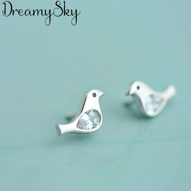 

DreamySky Real 925 Sterling Silver Statement Bird Earrings For Women Ladies Girls Brand Earrings Ear Jewelry Bijoux Brincos