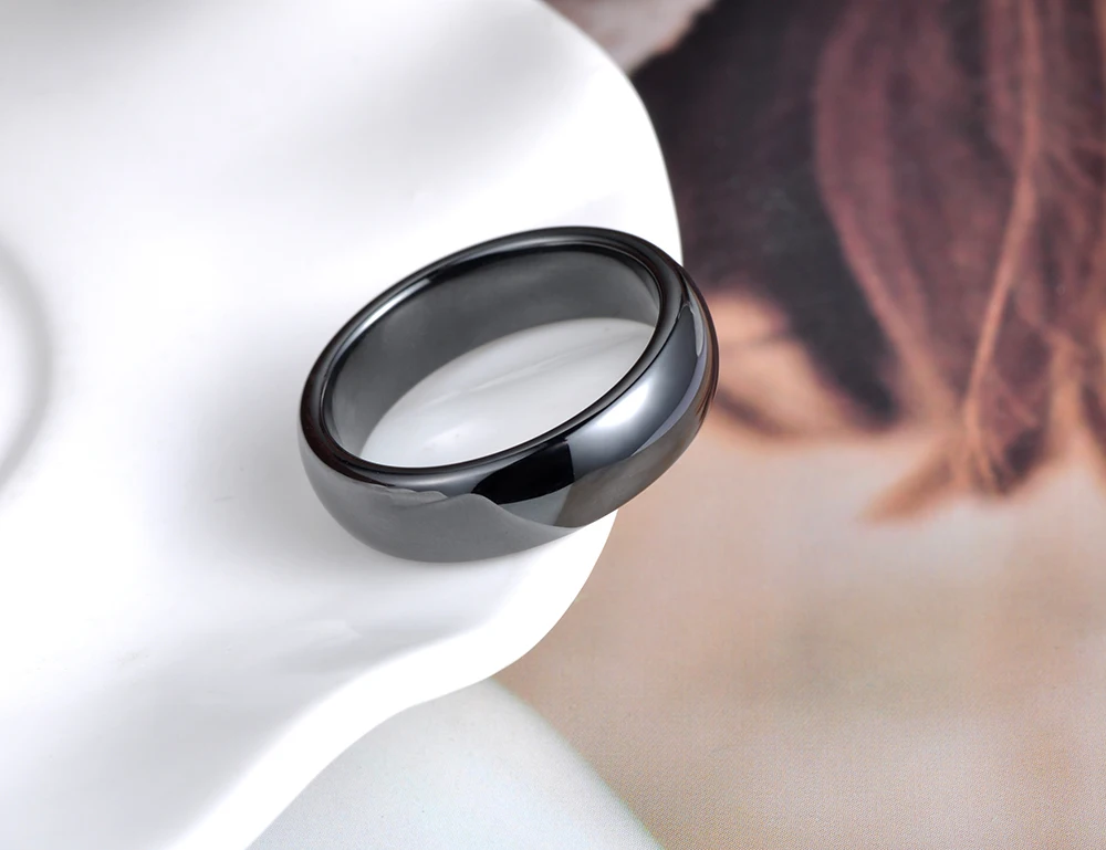 JeeMango трендовые черные глянцевые кольца 6 мм из керамики ювелирные украшения в
