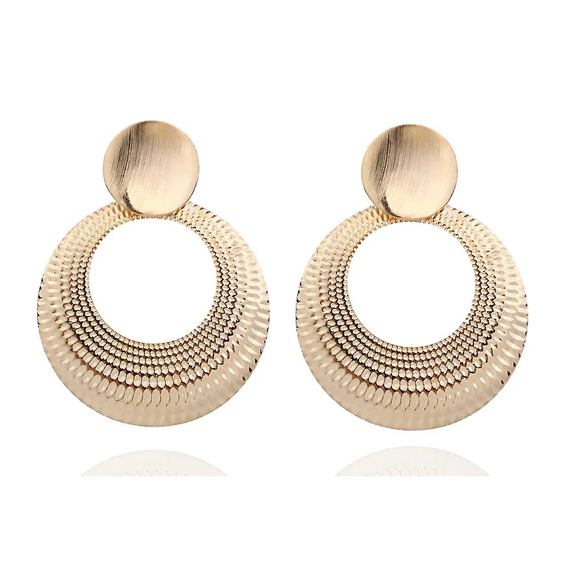 

2019 Double Round drop earrings Hollow pendant large earrings gold earrings for women fashion jewelry A845